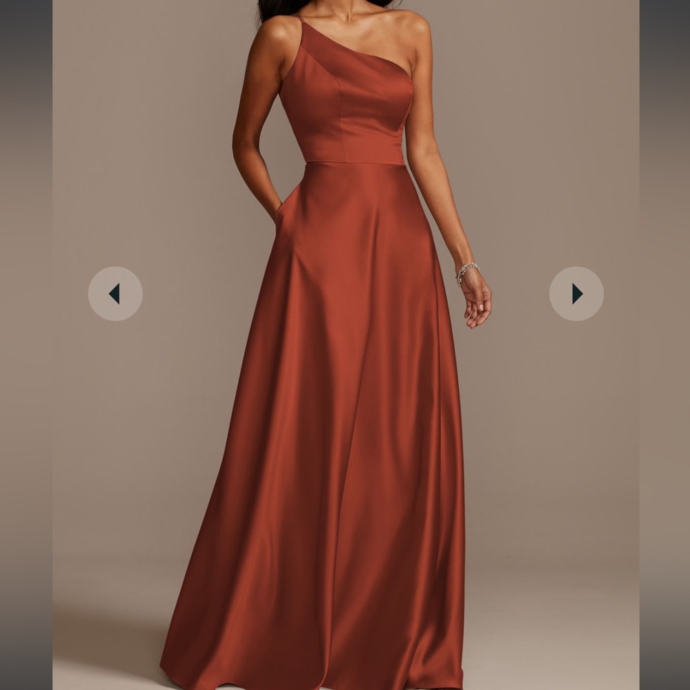 David’s Bridal Cinnamon One Shoulder Gown